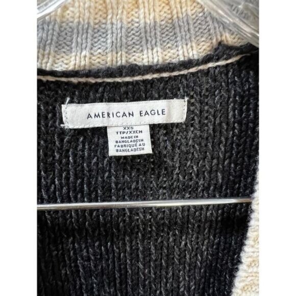 Women Striped V Neck Blue Sweater XXS American Eagle - Picture 4 of 4